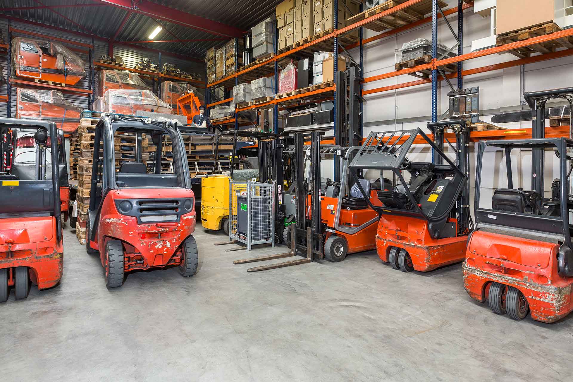 Machinery in a row in a rochford machinery warehouse